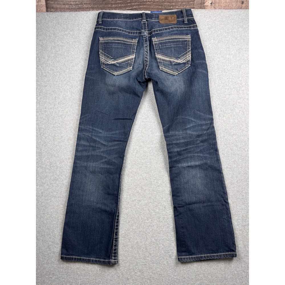 BKE Jeans Mens 29S Aiden Dark Wash Bootcut Thick Stitch Denim Western Cowboy